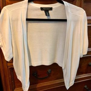 WHBM white shrug/short cardigan in small. Great condition